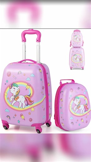 Great, here’s a shoppable video script for MonTravel Set Trolley Bambini 2 Pezzi Valigia Rigida e Zainetto Coordinato Bagaglio a Mano 46x22x32 cm con Ruote Girevoli Spinner 360 Asta Telescopica per Viaggio e Scuola: --- ##[Scene 1: Hook]## Hey everyone, check out how **adorable this travel set** is! ##[Scene 2: Body]## It's super cute and perfect for any little girl. This set includes a bag and an **adorable unicorn-themed trolley**. The trolley features an **easy-to-use zipper** and even a spec
