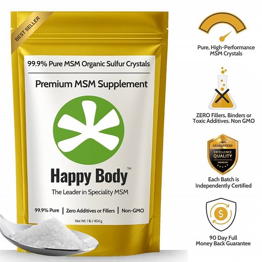 Organic Sulfur | Pure MSM Crystals - USA | By Happy Body®