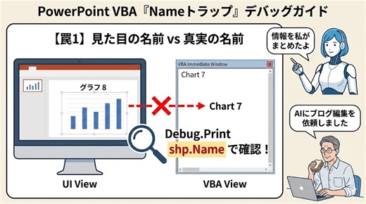 【PowerPoint VBA】If文が動かない？図形の「名前の罠」と「型が一致しません」エラーの対処法