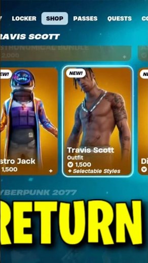WHEN WILL TRAVIS SCOTT RETURN TO FORTNITE ITEM SHOP?