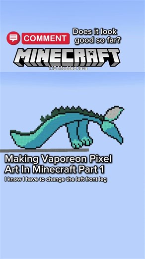 Making Vaporeon Pixel Art In Minecraft Part 1