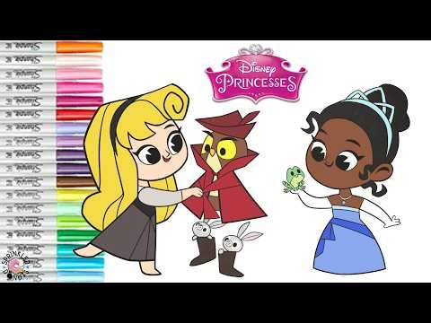 Disney Princess Coloring Book Pages Aurora Tiana Mulana and Cinderella