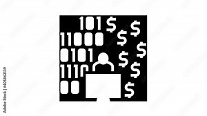 programmer developing financial application animated glyph icon. programmer developing financial application sign. isolated on white background