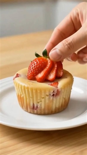 Healthy Strawberry Cheesecake Cupcakes 🧁 Easy 5-Ingredient Recipe!