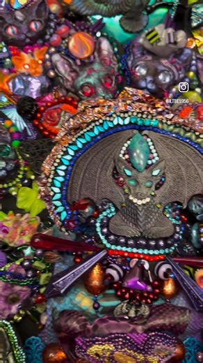 #devilinside by INXS #Unfinished #InTheProcess #annamaster #tooledleather #sphinxcat #BettyCox #bettycoxbeadingdesigns #BettyMusserCox #beadembroidery #halloweendecor #JoannStJames #Halloween | Betty Cox Beading Designs | Facebook