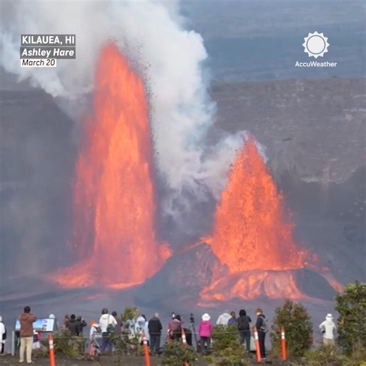 9M views · 138K reactions | Eruption Extravaganza: Kilauea delivered an awe-inspiring display during its latest eruption, shooting lava over 700 feet into the sky!  | AccuWeather | Facebook