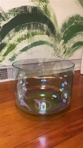 16” A0 note, Super grade bowl, Aqua Aura Marine Gold with etched dolphins. Available for purchase!