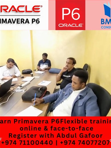 Primavera P6 classes started! Still time to JOIN 👇 📊 Learn scheduling 📊 Learn project control 📊 Build real skills 🚀 Train with Business Management Training Centre Qatar 💬 Comment “P6” 📌 Save this 📞 To Register / Enquire: Abdul Gafoor 📱 974 71100440 | 974 74077207 💬 WhatsApp: https://wa.me/97471100440 #P6 #ProjectManagement #Scheduling #CareerGrowth