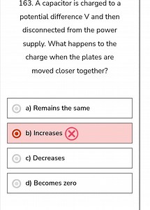 A capacitor is charged to a potential difference V and then dis... | Filo