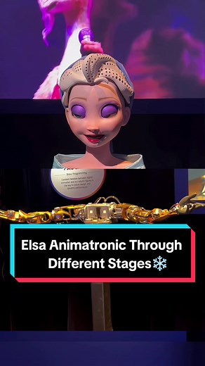 Before being installed into a ride Walt Disney Imagineering is set with the task of testing and syncing the variety of animatronics through different stages. Here's a close up look at Elsa from Disney's Frozen. #disneyimagineering #disneyparks #disneyfrozen #disneyrides #disneytiktok #frozen #disneymagic #elsafrozen #d23