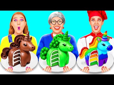 自分 vs おばあちゃんのケーキの装飾の挑戦 | 壮大なフードバトル Fun Challenge