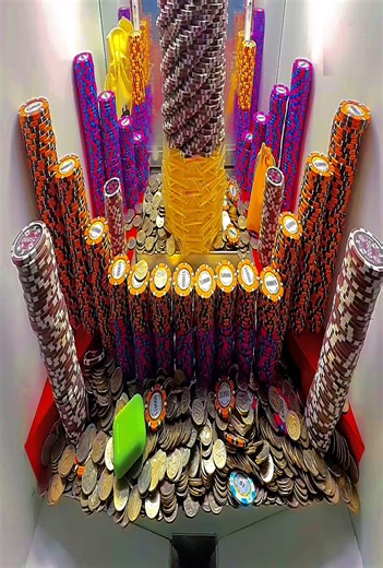 🤯$100M Buy In Mega Coin Pusher Action! #coinpusher #coinpurse #highlimit #jackpot #coinpusherwin #reels #reel | Massive Tower us