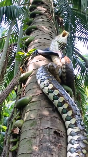 MGTC Farming on Instagram: "Young Alligator Attacked By Adult Python And Dragged Up A Tree #anime #wildlife #python #crocodile"