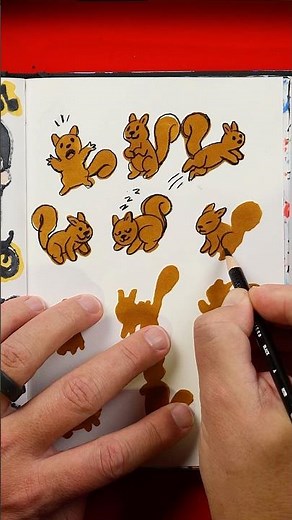 Sketchbook challenge - squirrels!!! 🐿️ #artforkidshub #howtodraw ￼