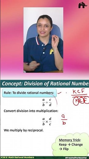 Division of rational numbers made EASY 🔥 Just remember: Keep–Change–Flip!”