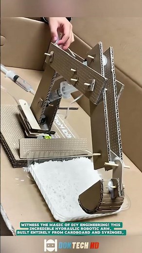 Ingenious Method for Building Hydraulic Robotic Arm from Cardboard – Satisfying jobs and machinery