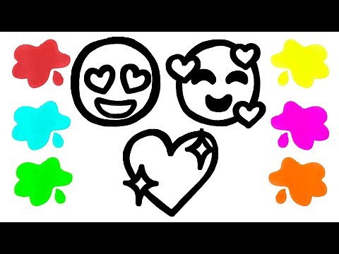 Dibuja y Colorea 3 Emojis de Corazón 💖😍🥰 Como dibujar
