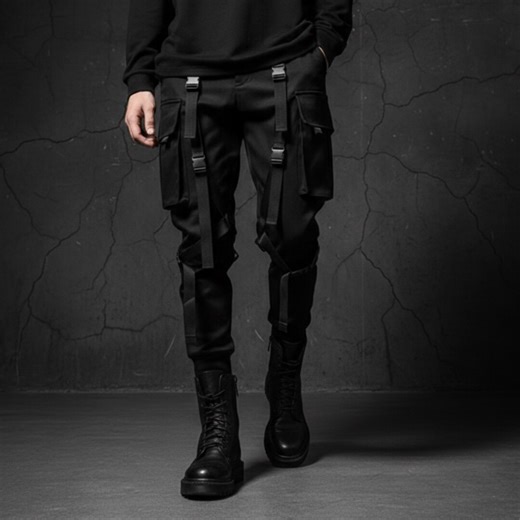 Men’s Gothic Techwear Cargo Pants – Black Tactical Strap Pants, Cyber Y2K Streetwear Utility Trousers - Etsy