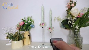 Crystal Club Flameless Taper Candles with Remote & Timer, Battery Operated Taper Candles with Willow Leaf, Real Wax LED Flickering Candlesticks for Home, Wedding, Party Decor