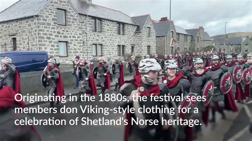 The Up Helly Aa festival takes place on the Shetland Isles