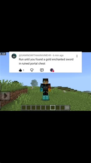 Run until you find a gold enchanted sword on ruin portal. #minecraft #shorts