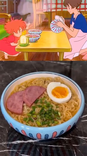Cooking Ponyo’s Ramen! 🍜 #shorts#ponyo #studioghibli #ghiblifood #ramen #animecooking #ghibli