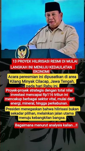 13 Proyek Hilirisasi Resmi Dimulai: Langkah Besar Menuju Kedaulatan Ekonomi