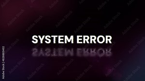 System error text with screen effects of technological failures. Spectacular screen glitch with various kinds of interference. Looped