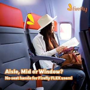 Say goodbye to seat guessing! Upgrade to Firefly BASIC with standard seat selection! Or go Firefly FLEX and pick any seat you want — aisle, mid, or window. Hurry, secure your spot now at fireflyz.com.my! | Firefly Airlines