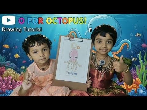 O for octopus drawing tutorial kids learning 😊#kids, #drawing, #kidslearning, #trending 