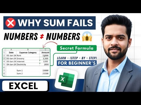 Excel SUM Gives ❌ Wrong Total | Numbers Stored as Text 😱 | TechLoons #excel