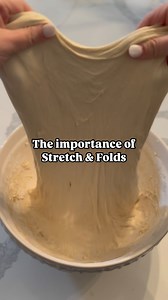 🥖Stretch and folds are a crucial step in sourdough bread making because they help develop gluten structure, improve dough strength, and enhance fermentation. Here’s why they matter: Gluten Development: Stretching and folding the dough aligns gluten strands, creating a strong and elastic network that traps gas during fermentation, leading to a better rise. Dough Strength: It strengthens the dough without excessive kneading, making it easier to handle and shape later. Gas Retention: A well-develo