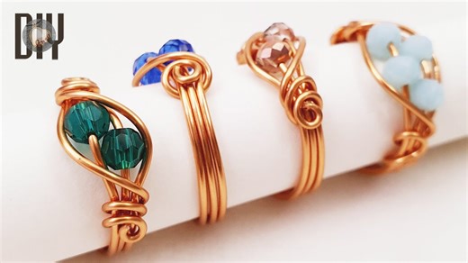 Simple rings | Twisted leaves | Small stone beads with holes | Crystal | DIY @LanAnhHandmade 730