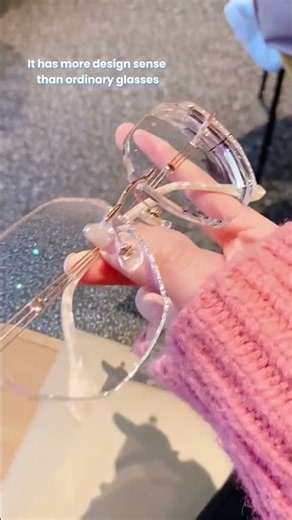 💃Crystal clear glitter women rimless glasses💎#glasses #eyeglasses #eyewear #colorchange #frameless