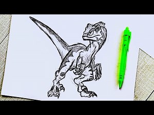 How to Draw a Velociraptor Step by Step / Dinosaur Drawing / Easy Drawing Tutorials