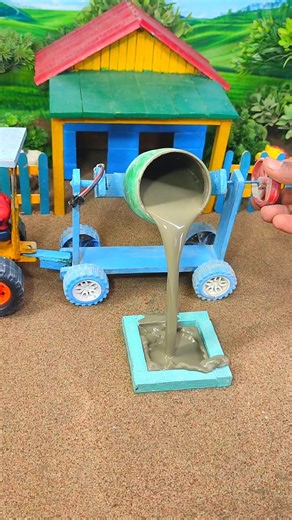 🚜 Mini Tractor Cement Mixer Machine Making Strong Pillar | DIY Project #shorts #youtubeshorts