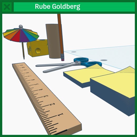Can you over-engineer a simple task? 😄 Join the Tinkercad Rube Goldberg Challenge and design a machine using at least one of the provided everyday objects. Chain reactions encouraged. Chaos optional. 🌀 https://www.tinkercad.com/challenges/6vRhcCS8tgo-rube-goldberg-challenge #TinkerTogether #RubeGoldberg #STEM | Tinkercad