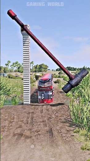 Giant Rotating Hammer vs Buses & Cars | BeamNG Drive ||