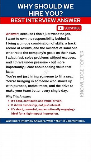 Why Should We Hire You? Best Interview Questions and Answers