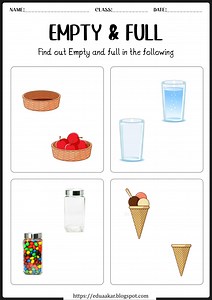 Empty and Full worksheets for Preschool and Kindergarten