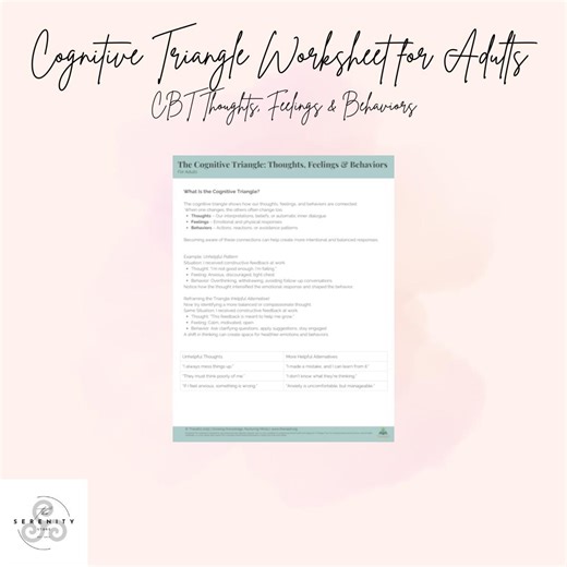 Cognitive Triangle Worksheet for Adults | CBT Thoughts, Feelings & Behaviors | Printable and Fillable PDF - Etsy