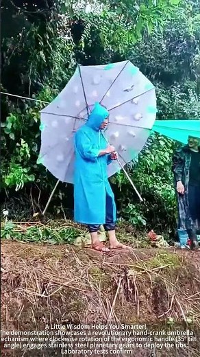 An umbrella that is cranked by hand