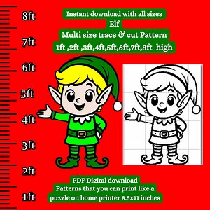 Yard Elf Template Pattern PDF ,printable Trace and Cut, Christmas Silhouette Template, Stencils, North Pole Town, Scrollsaw Woodworking - Etsy