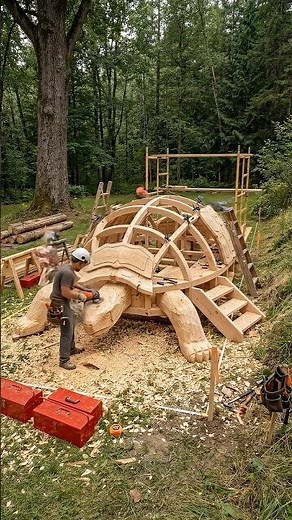 Wooden Turtle House Build 🪵 From Raw Timber to Dream Structure