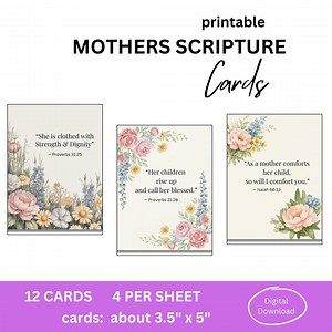 Floral Mother's Day Scripture Cards, Inspirational Bible Verse Prints (digital Download) - Etsy