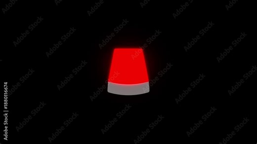 Emergency warning light animation with flashing alert signal. Safety beacon symbol for accident response and critical situation. Alert indicator element for emergency service and system warning