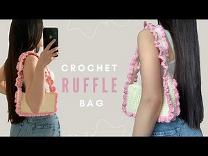 Mini crochet shoulder bag tutorial / crochet ruffle bag/ how to crochet a coquette bag for beginners