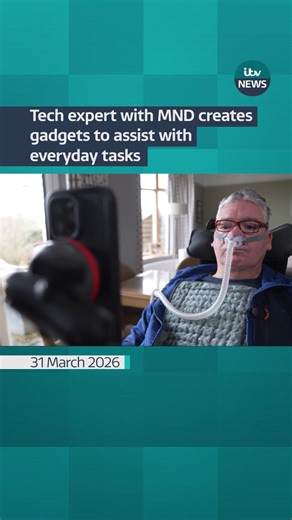A tech expert who lives with Motor Neurone Disease (MND) has used his skills to create a range of gadgets to make his daily life easier. Andrew Herbert was a keen cyclist and runner before being diagnosed four years ago with MND. He has since invented tools, including a motorised device that rolls back his bed covers, to help him become more independent. #itvnews #MND