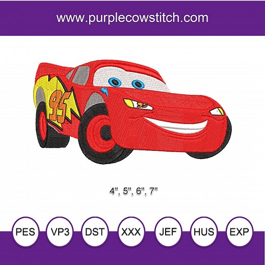 Lightning Mcqueen From Cars Machine Embroidery Design - Etsy