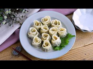 【梅しそ風味のバラ餃子】くるっと巻くだけで簡単！母の日やおもてなしにも♪